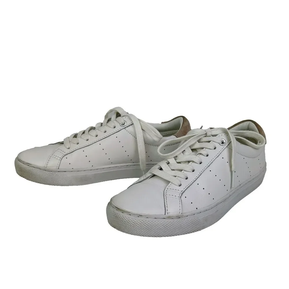 J.Crew Saturday Sneakers White w Nude Suede Detail Leather Tennis Shoe Trainer 8